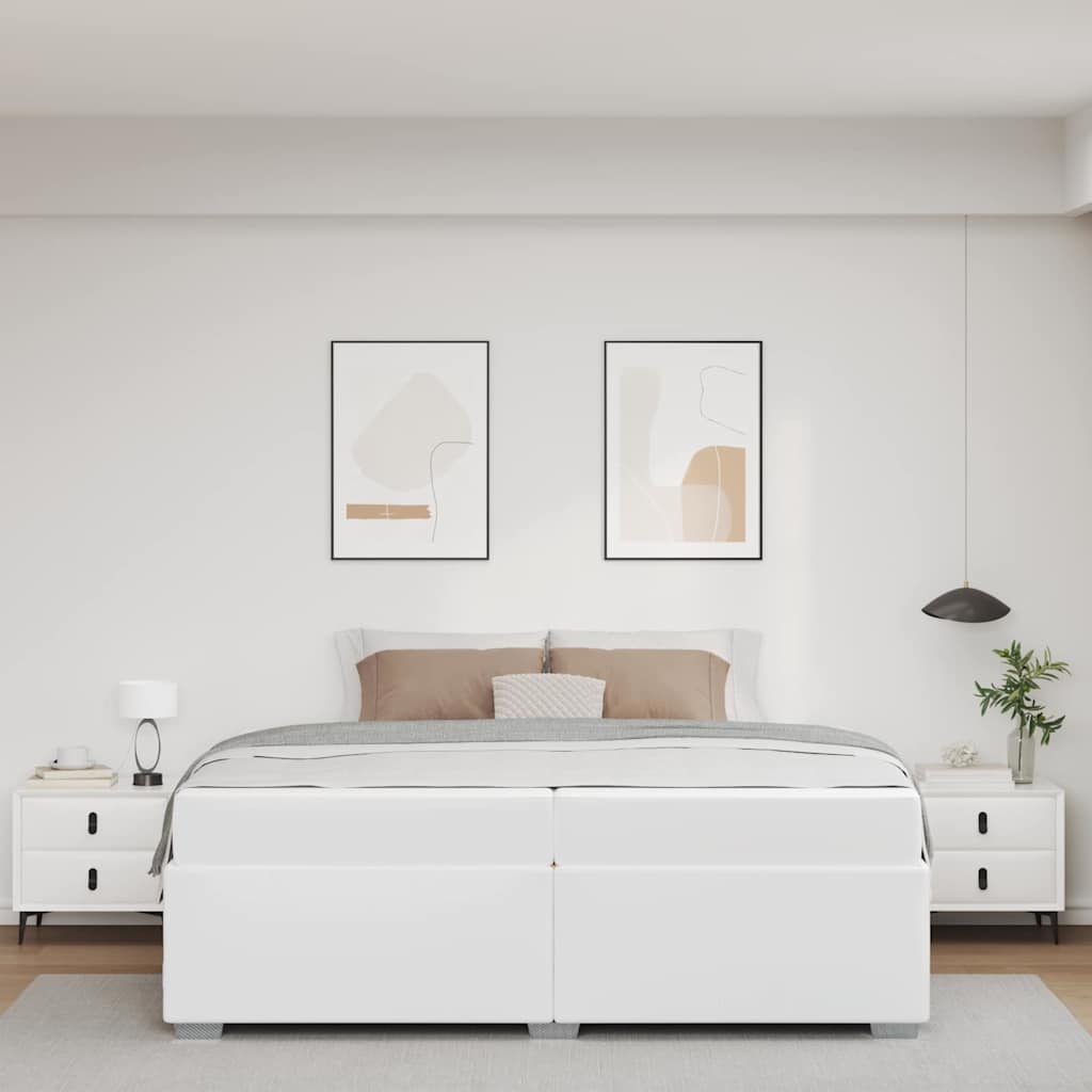 Sengestel Hvid 200 X 200 Cm Kunstlæder - Billede 4