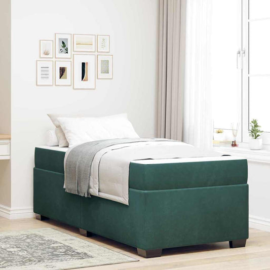 Sengeramme Med Madras Med Madras Mørkegrøn 90 X 190 Cm Fløjl - Hovedbillede