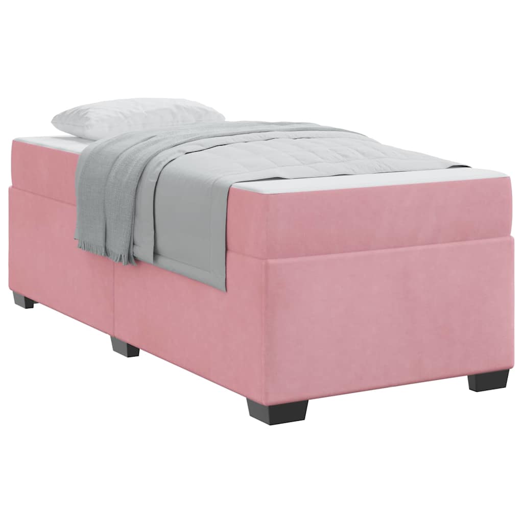 Sengeramme Med Madras Med Madras Lyserød 90 X 190 Cm Fløjl - Billede 3