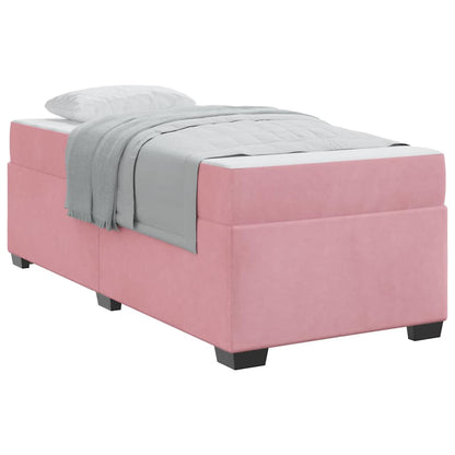 Sengestel Med Madras Lyserød 100 X 200 Cm Fløjl - Billede 3
