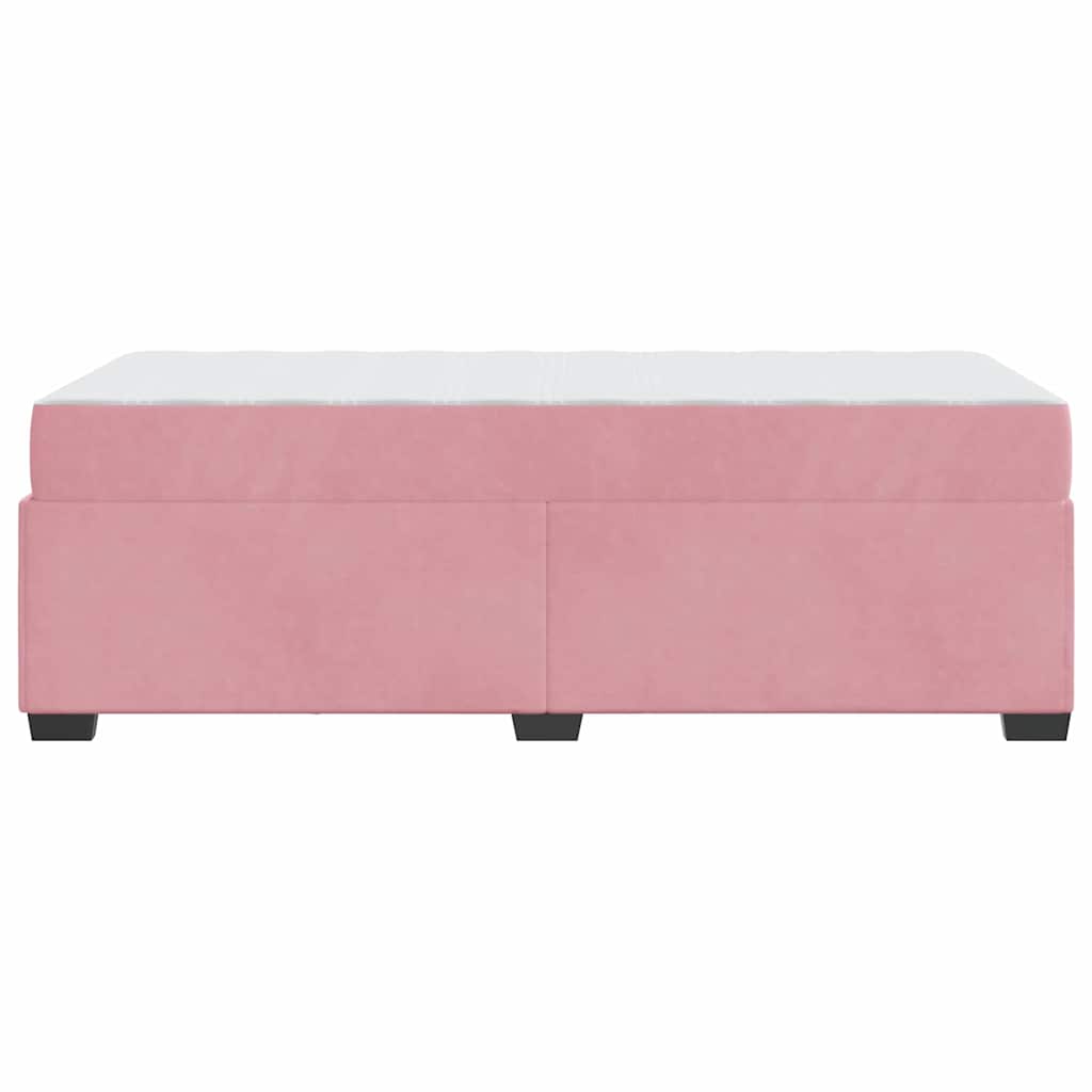 Sengestel Med Madras Lyserød 100 X 200 Cm Fløjl - Billede 7