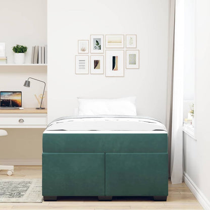 Sengeramme Med Madras Med Madras Mørkegrøn 120 X 190 Cm Fløjl - Billede 4