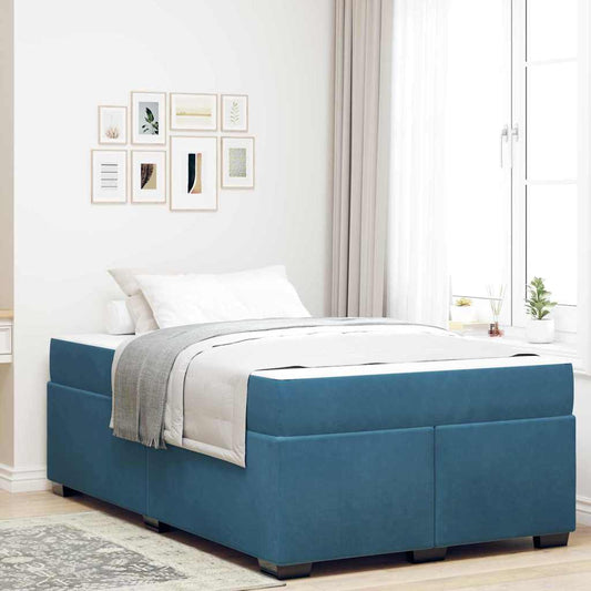 Sengeramme Med Madras Med Madras Mørkeblå 120 X 200 Cm Fløjl - Hovedbillede