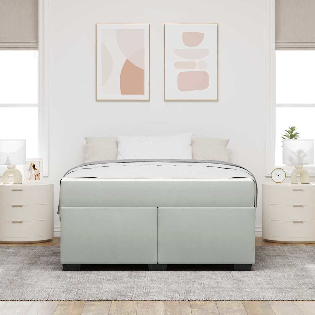 Sengeramme Med Madras Med Madras Lysegrå 140 X 200 Cm Fløjl - Billede 4