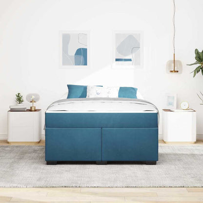 Sengeramme Med Madras Med Madras Mørkeblå 140 X 200 Cm Fløjl - Billede 4