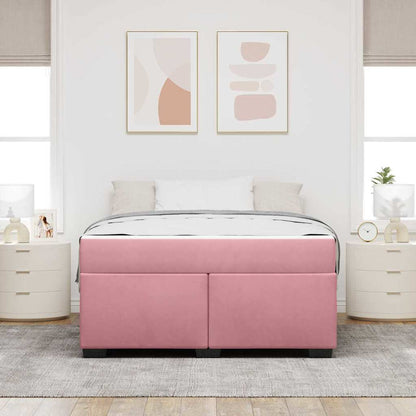 Sengeramme Med Madras Med Madras Lyserød 140 X 200 Cm Fløjl - Billede 4