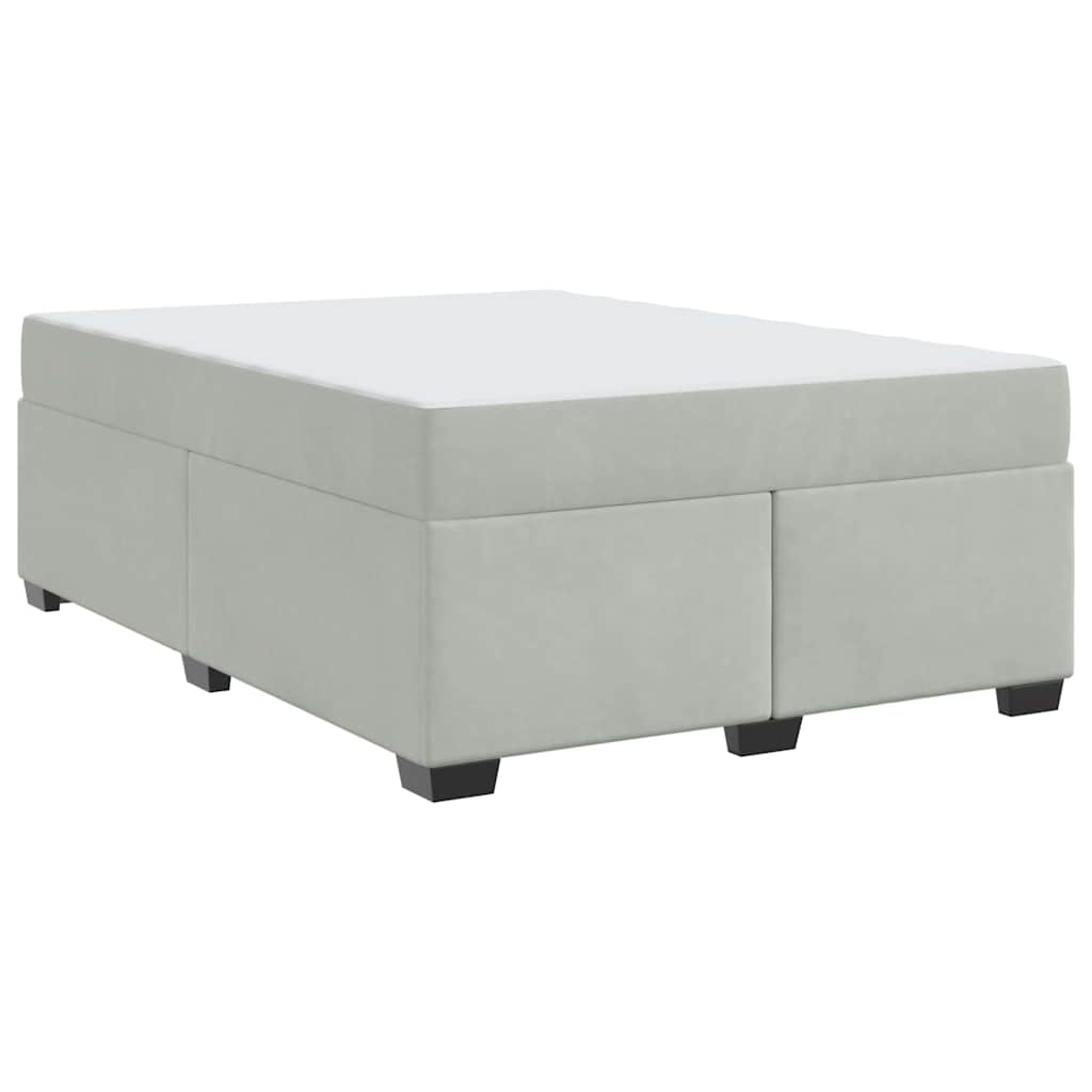 Sengeramme Med Madras Med Madras Lysegrå 160 X 200 Cm Fløjl - Billede 2