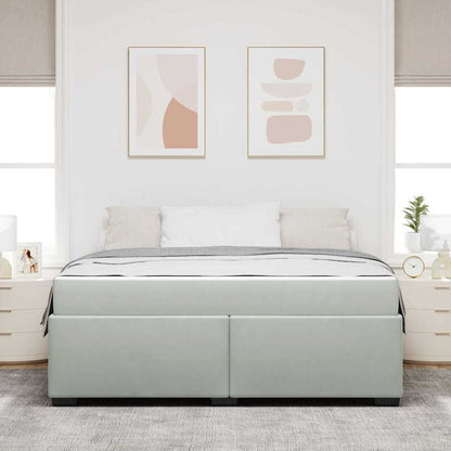 Sengeramme Med Madras Med Madras Lysegrå 180 X 200 Cm Fløjl - Billede 4