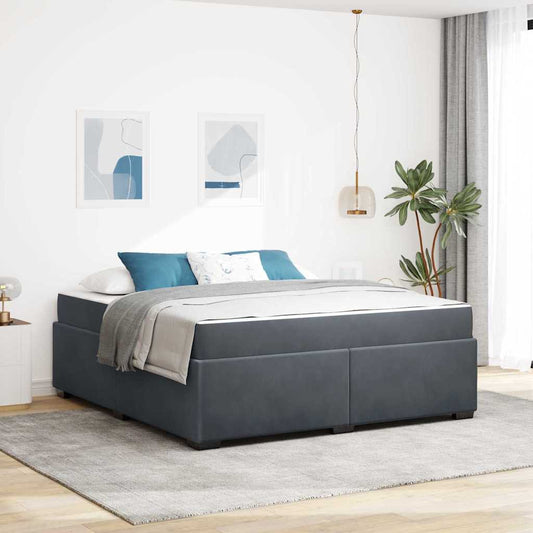 Sengeramme Med Madras Med Madras Mørkegrå 180 X 200 Cm Fløjl - Hovedbillede