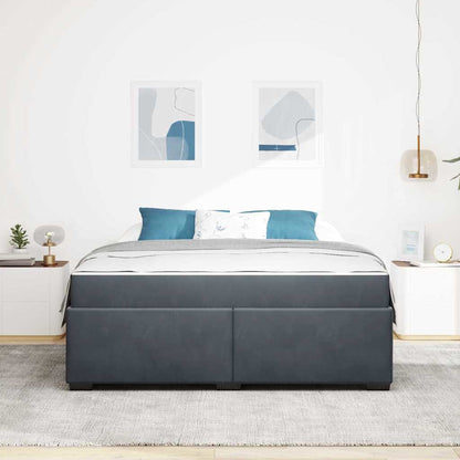 Sengeramme Med Madras Med Madras Mørkegrå 180 X 200 Cm Fløjl - Billede 4