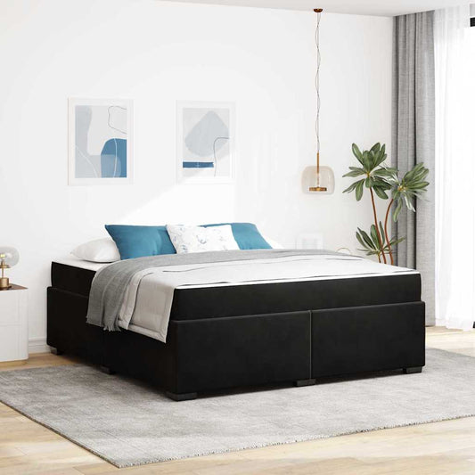 Sengestel Med Madras Sort 180 X 200 Cm Fløjl - Hovedbillede