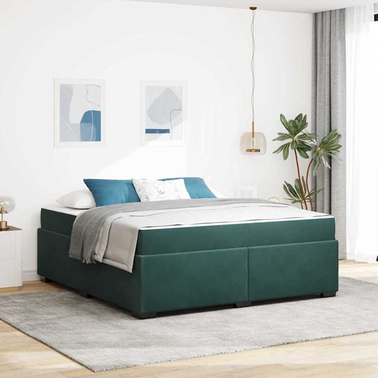 Sengeramme Med Madras Med Madras Mørkegrøn 180 X 200 Cm Fløjl - Hovedbillede