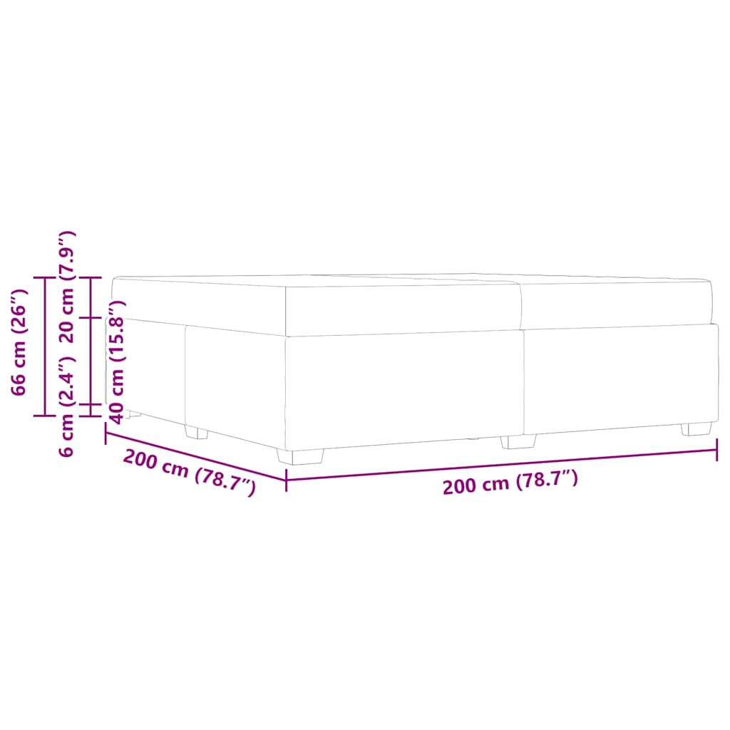 Sengestel Med Madras Lysegrå 200 200 Cm Fløjl - Billede 12