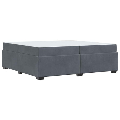 Sengestel Med Madras Mørkegrå 200 200 Cm Fløjl - Billede 9