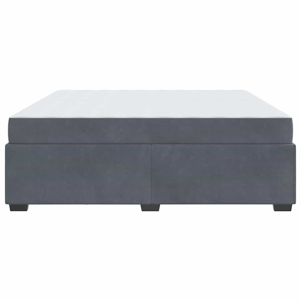 Sengestel Med Madras Mørkegrå 200 X 200 Cm Fløjl - Billede 8