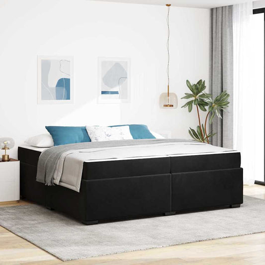 Sengestel Med Madras Sort 200 X 200 Cm Fløjl - Hovedbillede