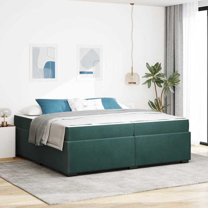 Sengeramme Med Madras Med Madras Mørkegrøn 200 X 200 Cm Fløjl - Hovedbillede