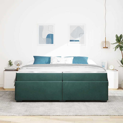 Sengeramme Med Madras Med Madras Mørkegrøn 200 X 200 Cm Fløjl - Billede 4