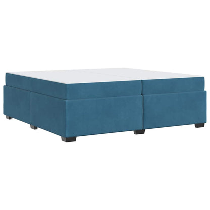 Sengestel Med Madras Mørkeblå 200 X 200 Cm Fløjl - Billede 2