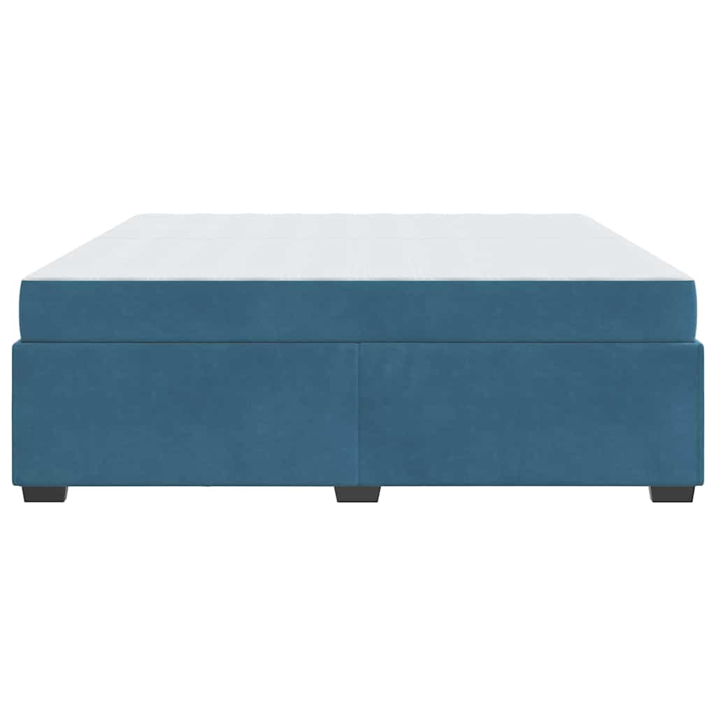 Sengestel Med Madras Mørkeblå 200 X 200 Cm Fløjl - Billede 7