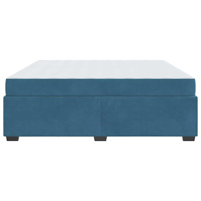 Sengestel Med Madras Mørkeblå 200 X 200 Cm Fløjl - Billede 7