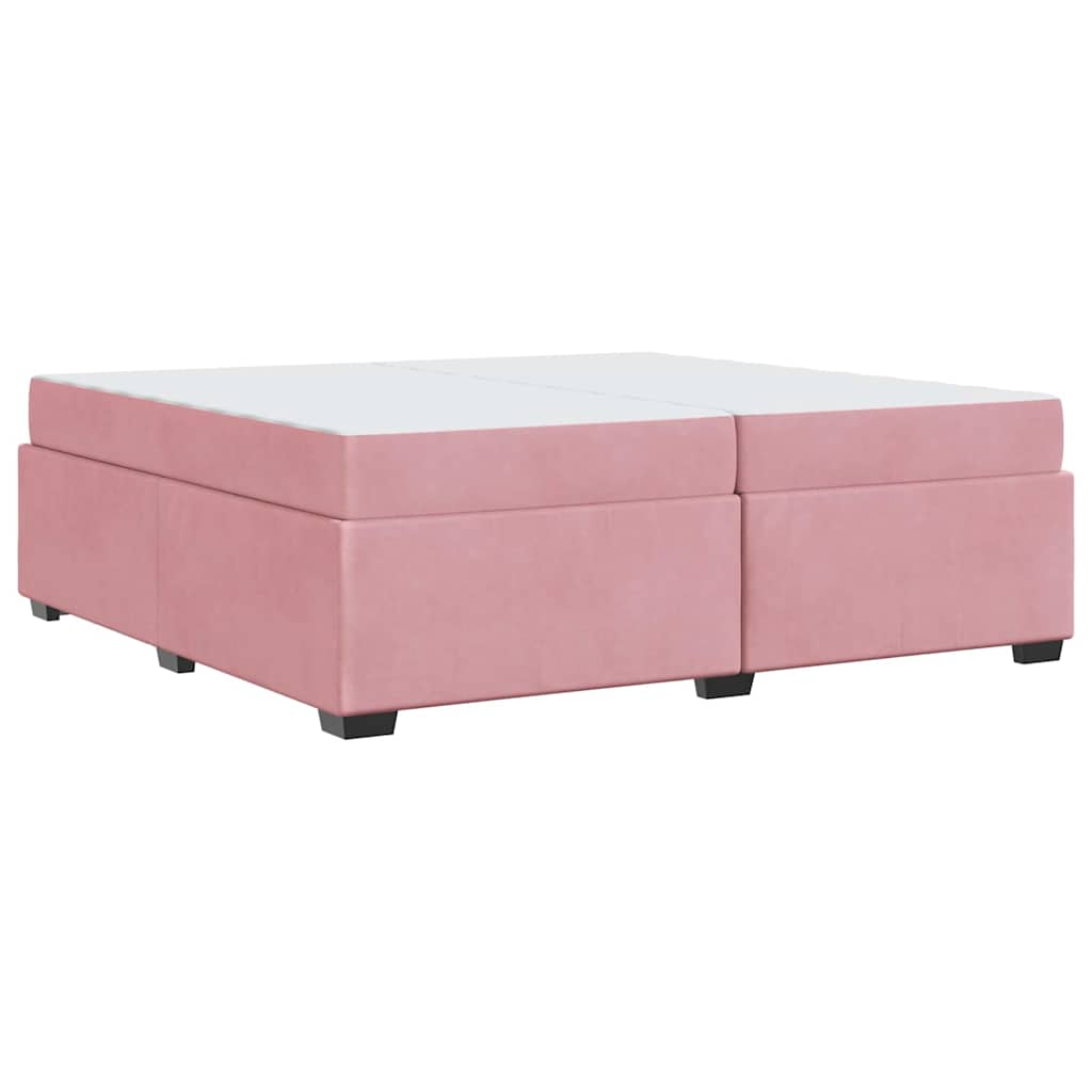 Sengestel Med Madras Lyserød 200 X 200 Cm Fløjl - Billede 2