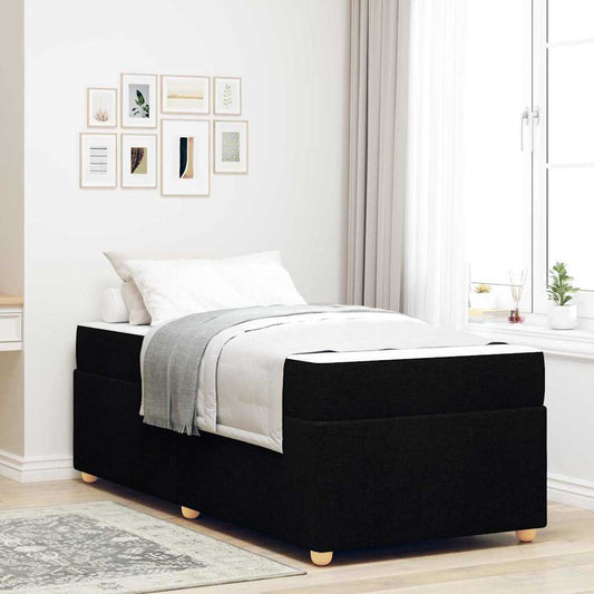 Sengestel Med Madras Sort 90 X 190 Cm Stof - Hovedbillede