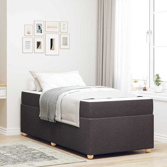 Sengestel Med Madras Mørkebrun 90 X 190 Cm Stof - Hovedbillede