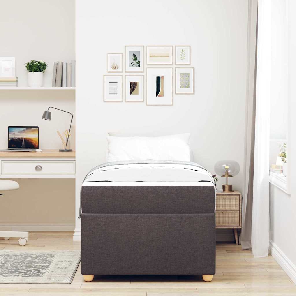 Sengestel Med Madras Mørkebrun 90 X 190 Cm Stof - Billede 4