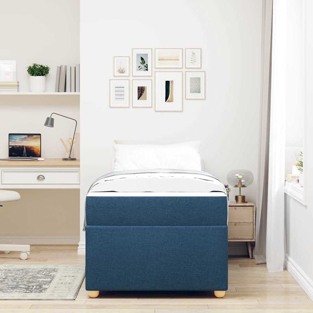 Sengestel Med Madras Blå 90 X 190 Cm Stof - Billede 4