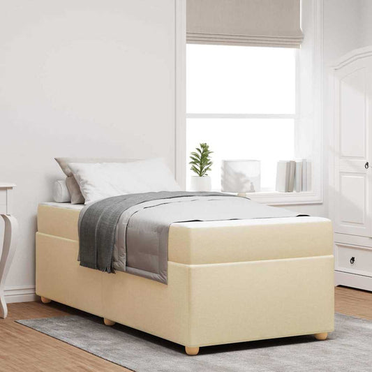Sengestel Med Madras Creme 90 X 200 Cm Stof - Hovedbillede