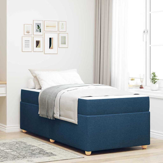 Sengestel Med Madras Blå 91 X 200 Cm Stof - Hovedbillede