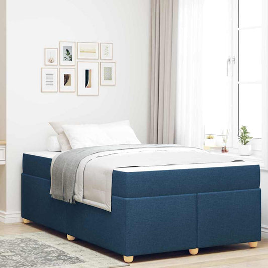 Sengestel Med Madras Blå 120 X 190 Cm Stof - Hovedbillede
