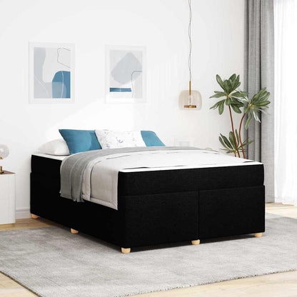 Sengestel Med Madras Sort 140 X 200 Cm Stof - Hovedbillede