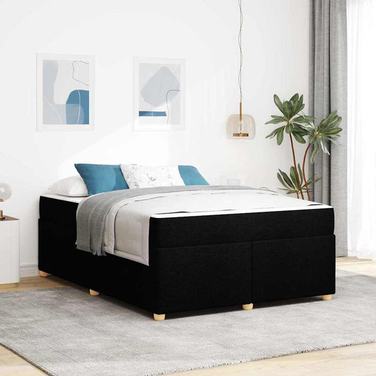 Sengestel Med Madras Sort 140 X 200 Cm Stof - Hovedbillede