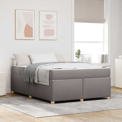 Sengestel Med Madras Gråbrun 140 X 200 Cm Stof - Hovedbillede