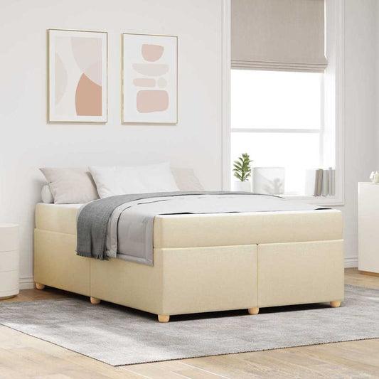 Sengestel Med Madras Creme 140 X 200 Cm Stof - Hovedbillede