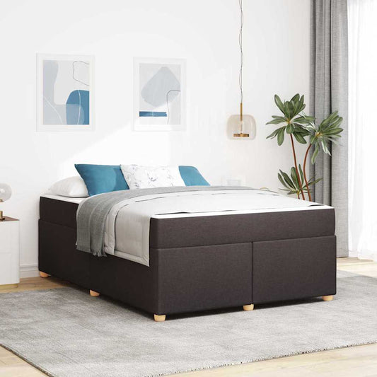 Sengestel Med Madras Mørkebrun 160 X 200 Cm Stof - Hovedbillede