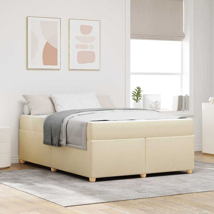 Sengestel Med Madras Creme 160 X 200 Cm Stof - Hovedbillede