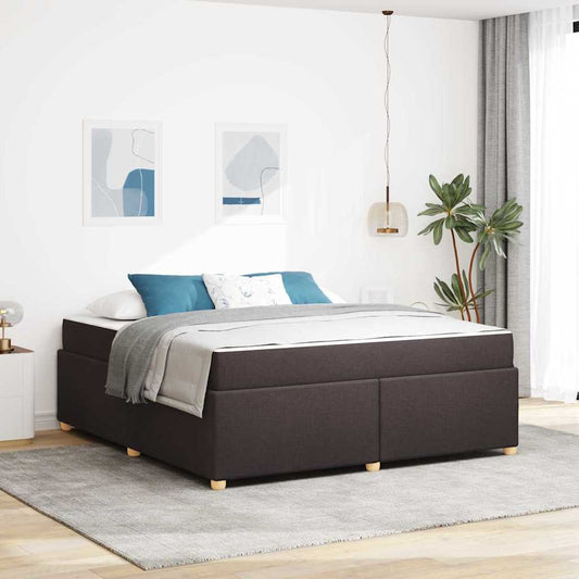 Sengestel Med Madras Mørkebrun 180 X 200 Cm Stof - Hovedbillede