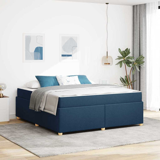 Sengestel Med Madras Blå 180 X 200 Cm Stof - Hovedbillede