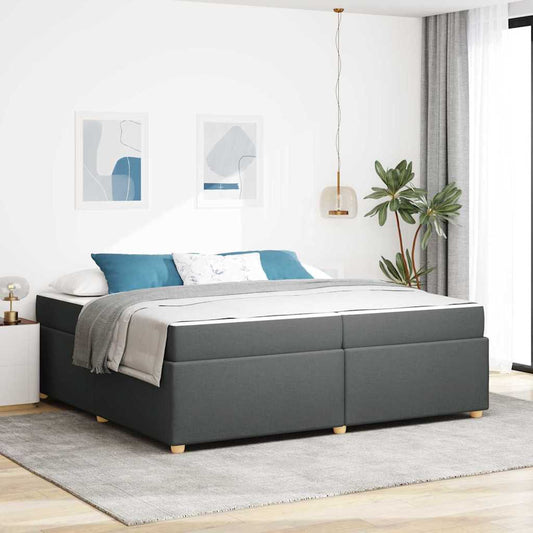 Sengestel Med Madras Mørkegrå 200 X 200 Cm Stof - Hovedbillede