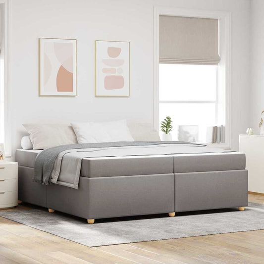 Sengestel Med Madras Gråbrun 200 X 200 Cm Stof - Hovedbillede