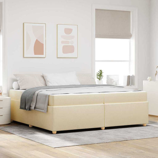 Sengestel Med Madras Creme 200 X 200 Cm Stof - Hovedbillede