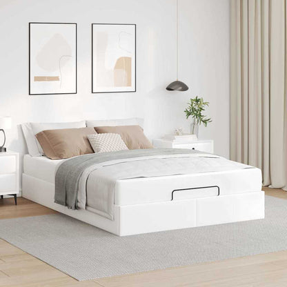 Sengeramme Med Madras Ren Hvid 140 X 200 Cm Kunstlæder - Hovedbillede