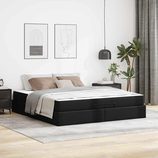Sengeramme Med Madras Med Madras Sort 180 X 200 Cm Kunstlæder - Hovedbillede