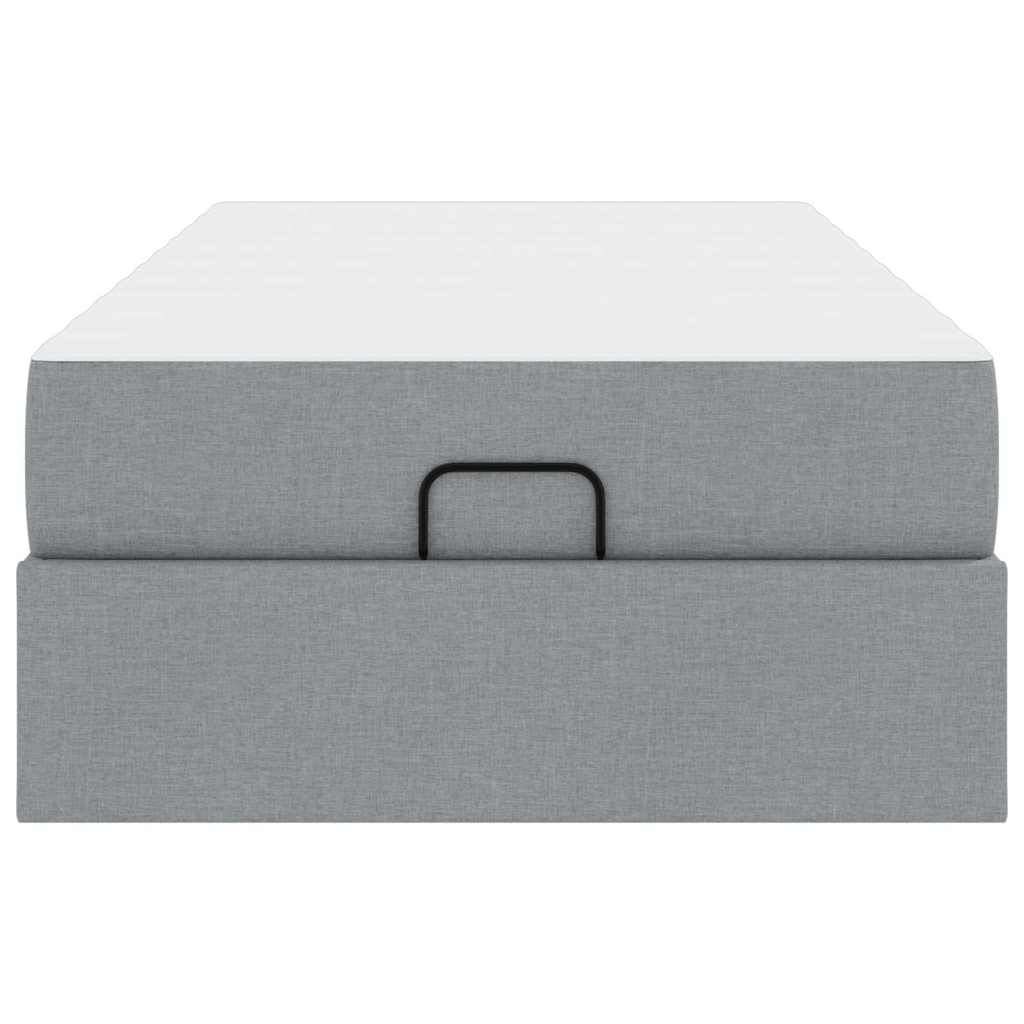 Sengestel Med Madras Lysegrå 100 X 200 Cm Stof - Billede 7