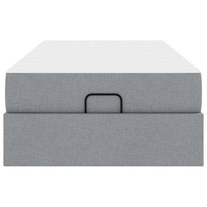 Sengestel Med Madras Lysegrå 100 X 200 Cm Stof - Billede 7