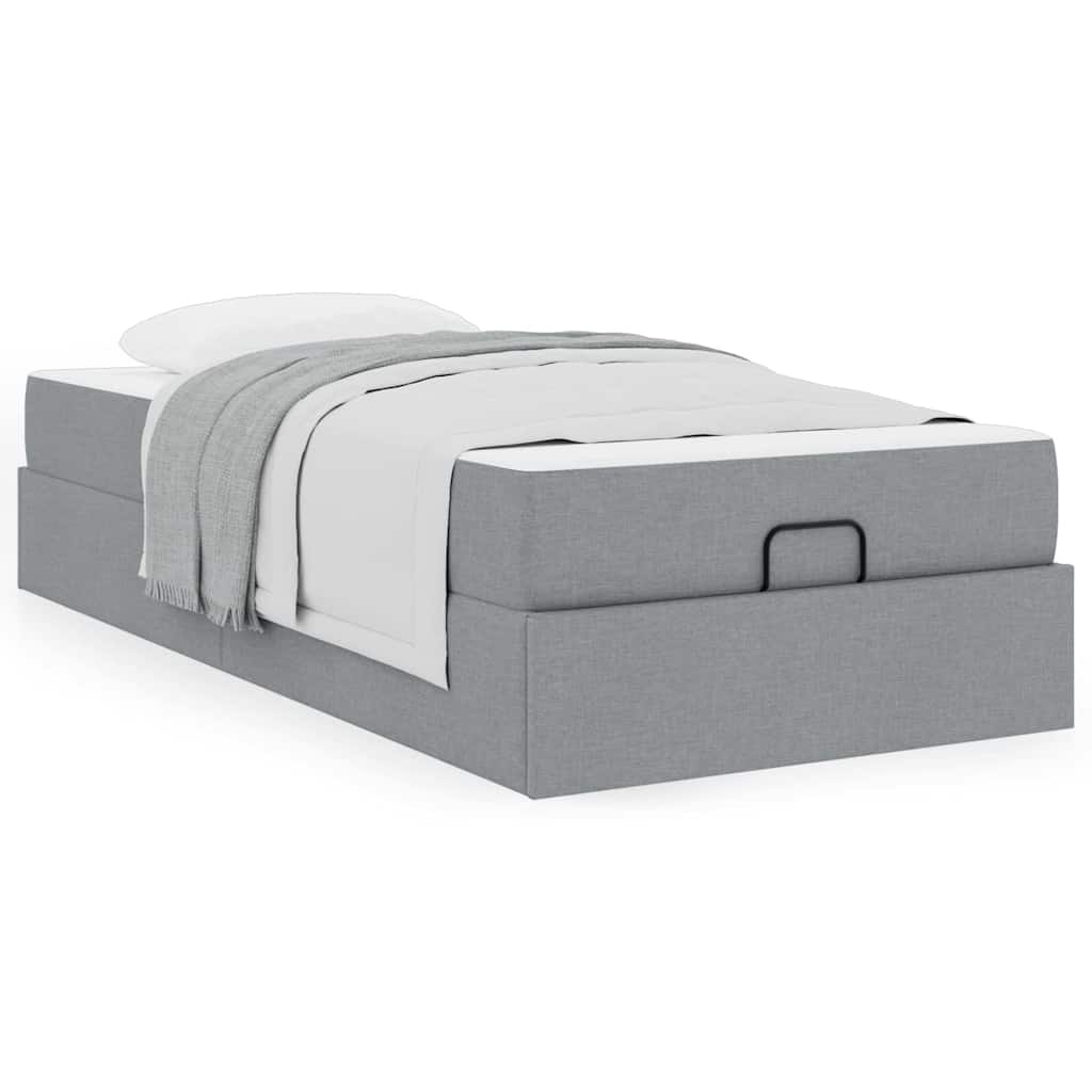 Sengestel Med Madras Lysegrå 100 X 200 Cm Stof - Billede 4