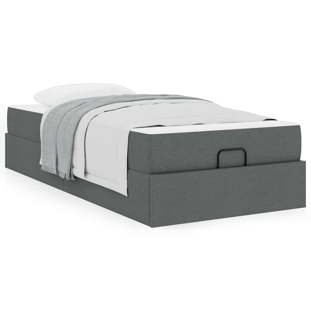 Sengestel Med Madras Mørkegrå 100 200 Cm Stof - Billede 4